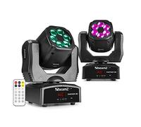 beamz Panther 80 DJ Moving Head Lights Package - Pair of RGBW Rotating LED Moving Heads with DMX Control, Sound Activation & Master Slave Function Suitable for Clubs, DJs & Stage Performances