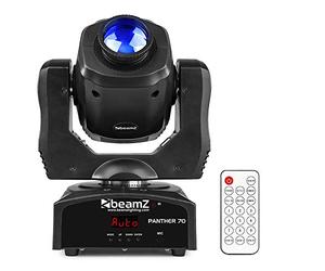 BeamZ Panther70 LED Moving Head Spot Light 70W DMX DJ Moving Heads with GOBO Effects, 7 Colours Plus White, Master/Slave & Sound Activation Modes, Stage & Theatre Lighting