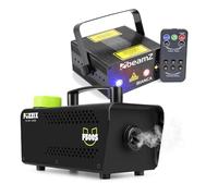 Beamz Party Light Package with Bianca RGB Laser, GOBO Effects & F500S LED Disco Light Fog Machine with Remote Control for Home Events, DJs and Parties
