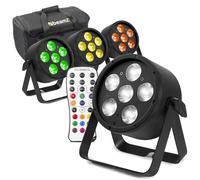 beamz Pro BAC324 LED Par Can Stage Lighting Set - 4x 60W RGBWA-UV Wash Lights with Robust Aluminium Housing & Protective AC-120 Transport Soft Case