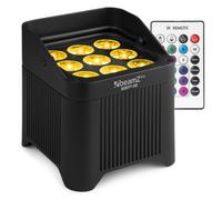 beamz Pro BBP48 Wireless Uplighter - 9x 12W RGBAW-UV LEDs, Battery Powered Uplighter, 18H Operation, IP65 Weatherproof Lighting, Wireless DMX, App Control, Battery Par Light for Indoor/Outdoor Events