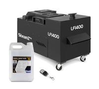 beamz Pro LF1400 Compact Low Lying Fog Machine with Ultrasonic Agitator - 1400W DMX Controlled Ground Fog Machine, Includes 5L Smoke Fluid for Events, Theatre, Weddings & DJ Use