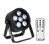 BeamZ Professional BAC300 LED PAR Can - 6x8W RGBW Colour Mixing DMX Stage Lighting, Silent Fanless Operation, IR Remote Included, Sound Activated Aluminium Wash Light for DJs, Bands & Events