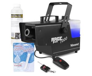 beamz Rage 1000 Snow Machine with 5L Concentrate Fluid, Artificial Fake Snow Effect for Christmas, Events and Parties, High Output Performance, Indoor Outdoor Use