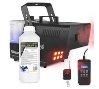 beamz Rage1500LED Smoke Machine with Lights - 1500W RGB LED Fog Machine, DMX Control, Wireless Timer Remote & 1L Odourless Fluid for DJ Events, Weddings, Stage, Halloween Party Effects