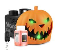 BeamZ S553L Halloween Pumpkin Fog Machine with 250ml Fluid, 3X RGB LEDs, Creepy Sound Effect, Remote Control, Fast 30s Reheat - Perfect Pumpkin Fogger for Spooky Halloween Atmosphere