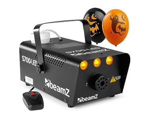 beamz S700 Smoke Machine with Flame Effect & LED Lighting - Halloween Party Fogger with Amber Fire Illusion, Remote Control, Fluid & Decorative Balloon for DJ Events, Home Parties & Celebrations