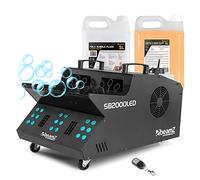 beamz SB2000LED Smoke Bubble Machine with Fog Fluid, Bubble Liquid, RGB LEDs, DMX Control, Smoke Filled Bubbles Effect for DJ Disco Party Stage Event Use