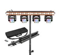 BeamZ ShowBar Go Edge Moving Head Light Bar Package with Stand and Bag - Complete DJ Lighting Set. Four Synchronised Moving Heads with LED Ring Effects, Strobe/Wash Light Bar, auto and Sound Modes.