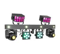 BeamZ ShowBar GO Glow DJ Lighting System, Portable 4-in-One LED Light Bar with Moving Heads, Derby, Par Wash, Strobe Effects & DMX, Complete All-in-One Lightshow for DJs, Bands, Events, Parties
