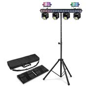 Beamz Showbar GO Moving Head Light Bar Package - Complete DJ Lightshow with Synchronised Moving Heads, Derby Lights, Wash Bar, Strobe, LED Rings & Wireless Footswitch for Events, Stage, Parties