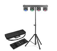 BeamZ ShowBar Go Shine Moving Head Light Bar System with Footswitch, 4 Synchronised Heads, LED Ring Effects, Automatic and Sound-to-Light Shows, 35mm Tripod Mount, All-in-one DJ Lighting Package