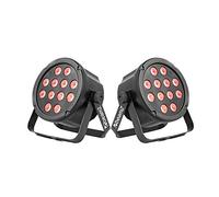 BeamZ SlimPar35 DMX LED Par Can Lighting Pair - 12x3W RGB LEDs, DJ Disco Stage Light Set with Remote, Sound Control & Colour Mixing Effects