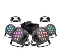 BeamZ SlimPar35 LED Stage Light System, Set of 4 RGB DJ Par Cans with Stand-Alone & DMX Control, Includes Travel Bag & DMX Cables for Mobile DJs & Events