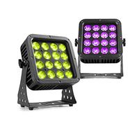 BeamZ Star-Color128 LED Wall Washer Architectural Lighting System - 2X Outdoor IP65 RGBW Flood Lights, DMX Control, 16x8W Weatherproof Colour Mixing Fixtures for Buildings & Events