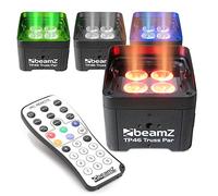 BeamZ TP46 LED Truss Par Cans Set of 4, RGB-UV Colour Mixing Uplighters with Remote, DMX Stage Lighting System for DJs, Bands, Events & Performance Venues
