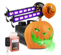 beamz Ultimate Halloween Lighting Kit with S553L Pumpkin Fogger, 2x BUV63 UV Bars, Disco Lights, Party Props, House Decorations, Spooky Lighting and Halloween Decorations Set