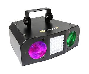 BeamZ Uranus LED Moonflower Disco Light with Double Lens Effect, Built-in White Strobe and Sound Activation for DJ Sets, Parties & Clubs, RGB Colours, Mountable Metal Design, 30W