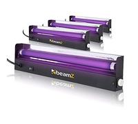 BeamZ UV Blacklight Bar Set - 4X 45cm DJ UV Lights Bundle, Real UV Light Tube Bar, Ultraviolet Party Light Kit, Glow Effects for Halloween Lighting & Neon Parties, Durable Metal Casing Included