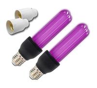 beamz UV Bulb & Adapter Pair - Ultraviolet Black Light Set with Edison Screw & Bayonet Attachments for Halloween Glow Effects, DJ Lighting, Home Parties and Disco Events, Energy Saving 25W