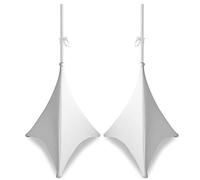 BeamZ White Speaker Stand Covers 70cm Pair Lycra Spandex DJ Tripod Scrim 3-Way Stretch Covers for Professional Events & Parties - XXA2136
