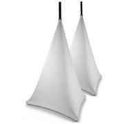 BeamZ White Speaker Stand Covers Pair 120cm Lycra Stretch DJ Tripod 2-Side Scrim Illuminated Spandex Stand Screens for Weddings Events Live Stage Performances