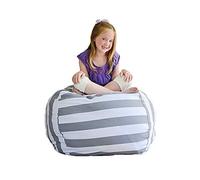 Bean Bag 61cm Large Stuffed Animal Clothes Quilts Storage Kids Bean Bag Organizer Soft Seat Cover Beanbag Seat (Gray)