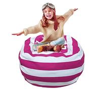 Bean Bag 61cm Large Stuffed Animal Clothes Quilts Storage Kids Bean Bag Organizer Soft Seat Cover Beanbag Seat (Pink)