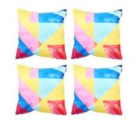 Bean Bag Bazaar Outdoor Cushions Filled, Abstract Collection, Abstract Blue, Reversible Print, Set of 4, 43cm x 43cm, Water Resistant, Yellow Outdoor Cushions for Garden Furniture, Garden, Patio