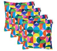 Bean Bag Bazaar Outdoor Cushions Filled, Bright Collection, Circle Print, Set of 4, 43cm x 43cm, Water Resistant, Outdoor Cushions for Garden Furniture, Garden, Patio
