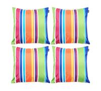 Bean Bag Bazaar Outdoor Cushions Filled, Bright Collection, Stripe Print, Set of 4, 43cm x 43cm, Water Resistant, Outdoor Cushions for Garden Furniture, Garden, Patio