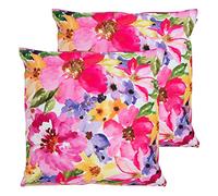 Bean Bag Bazaar Outdoor Cushions Filled, Floral Collection, Set of 2 | Made in the UK, 43cm x 43cm, Durable Water-Resistant Fabric, Outdoor Cushions for Garden Furniture, Garden and Patio