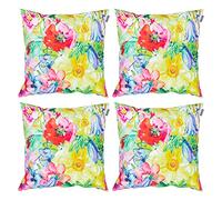 Bean Bag Bazaar Outdoor Cushions Filled, Floral Collection, Set of 4 | Made in the UK, 43cm x 43cm, Durable Water-Resistant Fabric, Outdoor Cushions for Garden Furniture, Garden and Patio