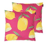 Bean Bag Bazaar Outdoor Cushions Filled, Fruity Collection, Lemon Print, Set of 2, 43cm x 43cm, Water Resistant, Outdoor Cushions for Garden Furniture, Garden, Patio