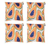 Bean Bag Bazaar Outdoor Cushions Filled, Fruity Collection, Papaya Print, Set of 4, 43cm x 43cm, Water Resistant, Outdoor Cushions for Garden Furniture, Garden, Patio