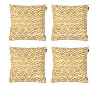 Bean Bag Bazaar Outdoor Cushions Filled, Geo Collection, Set of 4, Yellow | Made in the UK, 43cm x 43cm, Durable Water-Resistant Fabric, Outdoor Cushions for Garden Furniture, Garden and Patio