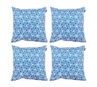 Bean Bag Bazaar Outdoor Cushions Filled, Geometric Collection, Blue, Set of 4, 43cm x 43cm, Water Resistant, Blue Outdoor Cushions for Garden Furniture, Garden, Patio