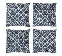 Bean Bag Bazaar Outdoor Cushions Filled, Geometric Collection, Dark Grey, Set of 4, 43cm x 43cm, Water Resistant, Grey Outdoor Cushions for Garden Furniture, Garden, Patio