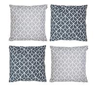 Bean Bag Bazaar Outdoor Cushions Filled, Geometric Collection, Grey Mix, Set of 4, 43cm x 43cm, Water Resistant, Grey Outdoor Cushions for Garden Furniture, Garden, Patio