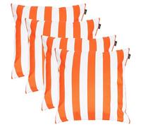 Bean Bag Bazaar Outdoor Cushions Filled, Stripe Collection, Orange, Reversible Print, Set of 4, 43cm x 43cm, Water Resistant, Orange Outdoor Cushions for Garden Furniture, Garden, Patio