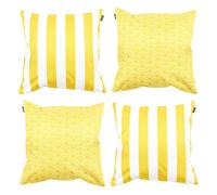 Bean Bag Bazaar Outdoor Cushions Filled, Stripe Collection, Yellow, Reversible Print, Set of 4, 43cm x 43cm, Water Resistant, Yellow Outdoor Cushions for Garden Furniture, Garden, Patio
