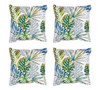 Bean Bag Bazaar Outdoor Cushions Filled, Wild Collection, Decorative Palm Print, Set of 4, 43cm x 43cm, Water Resistant, Outdoor Cushions for Garden Furniture, Garden, Patio