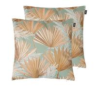 Bean Bag Bazaar Outdoor Cushions Filled, Wild Collection, Pampa Leaf Print, Set of 2, 43cm x 43cm, Water Resistant, Outdoor Cushions for Garden Furniture, Garden, Patio