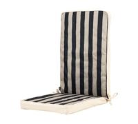 Bean Bag Bazaar Outdoor High Back Seat Pad, Black and Khaki Stripe, Garden Chair Seat Cushion with Fibre Fill Included, Water Resistant, Cushions with ties for Chair, Garden, Patio Furniture