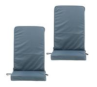 Bean Bag Bazaar Outdoor High Back Seat Pad, Charcoal Grey, Set of 2, Garden Chair Seat Cushion with Fibre Fill Included, Water Resistant, Cushions with ties for Chair, Garden, Patio Furniture