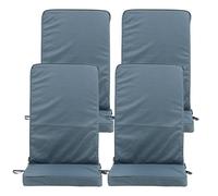 Bean Bag Bazaar Outdoor High Back Seat Pad, Charcoal Grey, Set of 4, Garden Chair Seat Cushion with Fibre Fill Included, Water Resistant, Cushions with ties for Chair, Garden, Patio Furniture