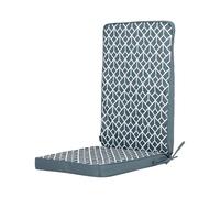 Bean Bag Bazaar Outdoor High Back Seat Pad, Geometic Grey, Garden Chair Seat Cushion with Fibre Fill Included, Water-Resistant, Cushions with ties for Chair, Garden, Patio Furniture