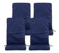 Bean Bag Bazaar Outdoor High Back Seat Pad, Navy Blue, Set of 4, Garden Chair Seat Cushion with Fibre Fill Included, Water Resistant, Cushions with ties for Chair, Garden, Patio Furniture