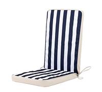 Bean Bag Bazaar Veeva Outdoor High Back Seat Pad, Navy Deck Stripe, Garden Chair Seat Cushion with Fibre Fill Included, Water-Resistant, Cushions with ties for Chair, Garden, Patio Furniture
