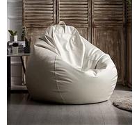 Bean Bag Chair Bean Bag Cover Big Luxury Sofa Pouf Cover Faux Leather Waterproof Lazy Bean Bag Chair No Filler Outdoor Beanbag Couch Puff For Bedroom Living Room Garden ( Color : White , Size : 90CM )